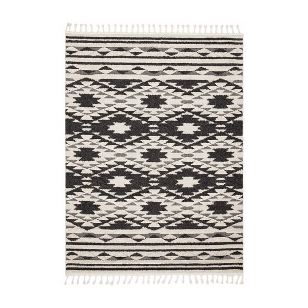 Covor Asiatic Carpets Taza, 120 x 170 cm, alb-negru