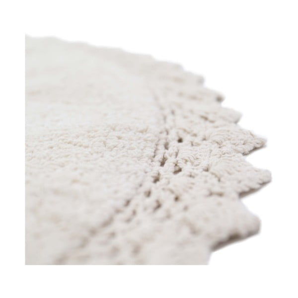 Covor lucrat manual din bumbac Nattiot Perla, ø 110 cm, alb cremos-image-3
