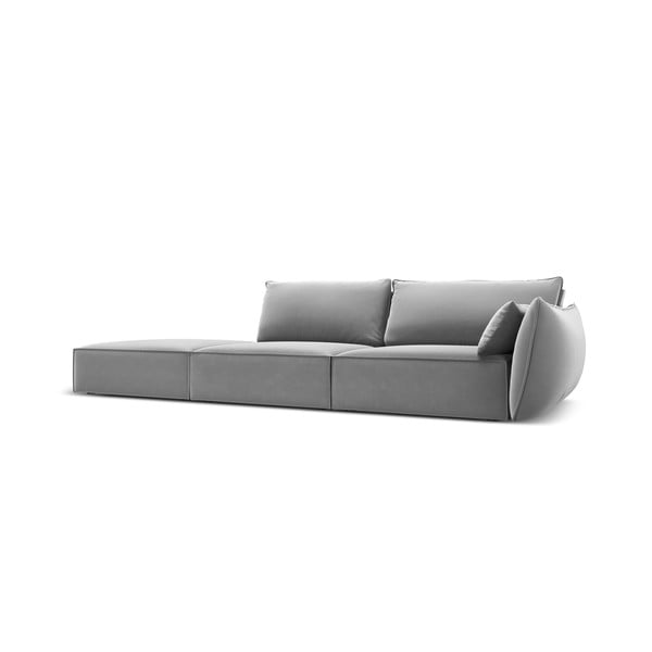 Canapea gri deschis cu tapițerie din catifea, cu colț pe partea dreaptă 264 cm Vanda – Mazzini Sofas-image-2