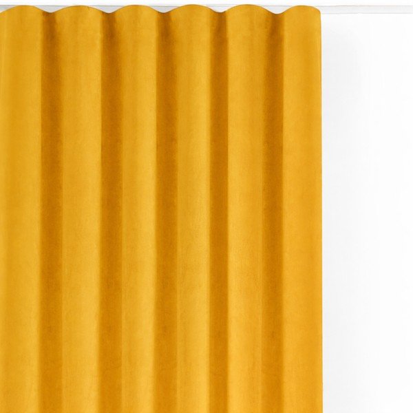 Draperie galben-muștar dimout (semi-opacă) din catifea 400x175 cm Velto – Filumi