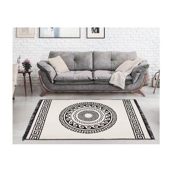 Covor reversibil Cihan Bilisim Tekstil Mandala, 120 x 180 cm, bej-negru-image-4