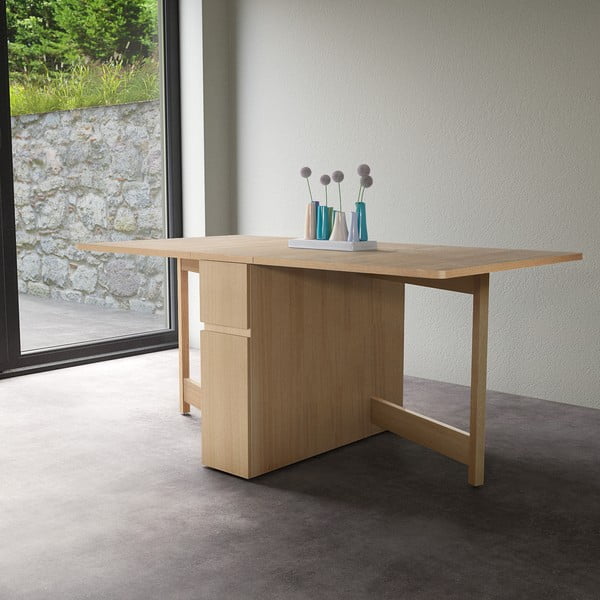 Masă extensibilă cu aspect de lemn de stejar Woodman Mel-image-1