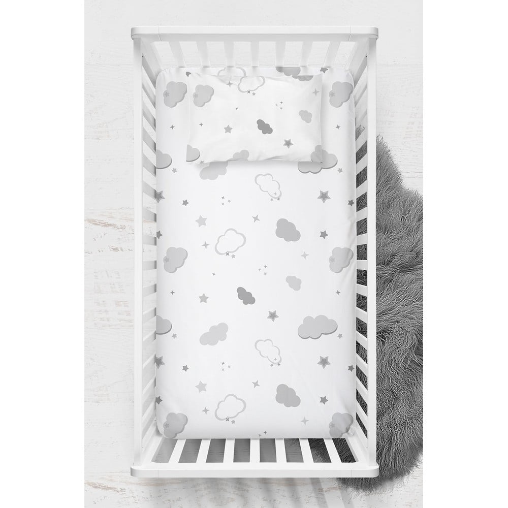 Cearceaf pentru copii alb din bumbac ranforcé pentru pătuț cu elastic 70x120 cm Bulut – Mijolnir
