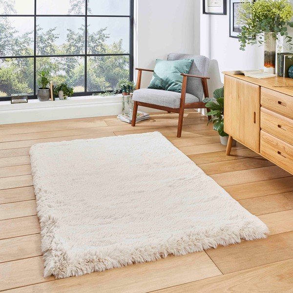 Covor crem 80x150 cm Super Teddy – Think Rugs-image-1