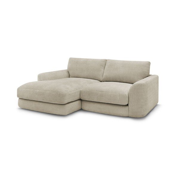 Colțar bej cu tapițerie din chenille (cu colț pe partea stângă/cu șezlong) Leonore – Bobochic Paris