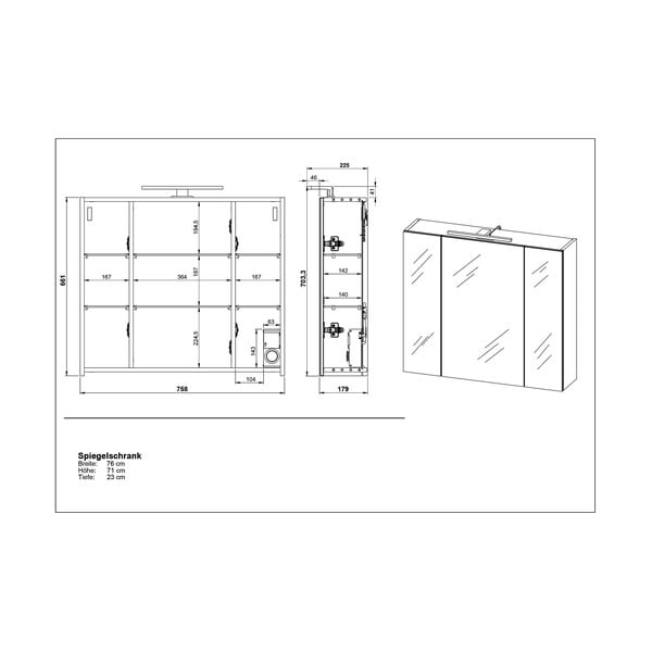 Dulap de perete cu oglindă 76x71 cm - Germania-image-4