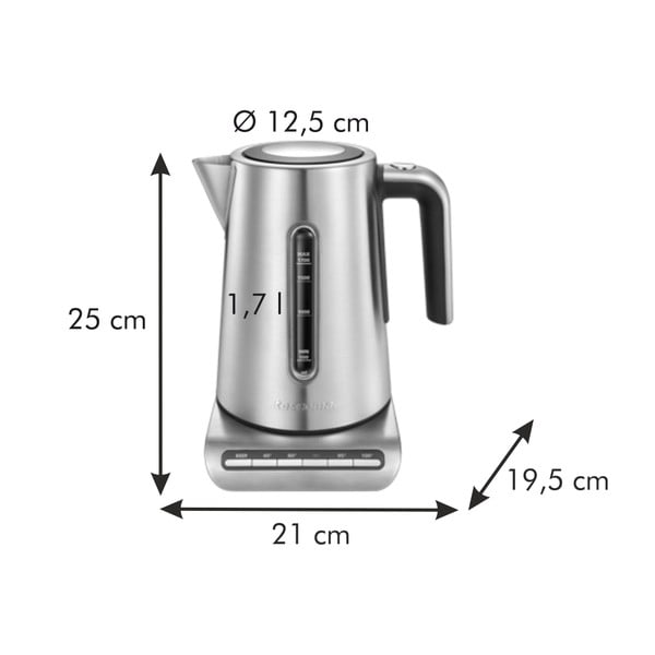 Ceainic electric argintiu din oțel inoxidabil 1.7 l President – Tescoma-image-3