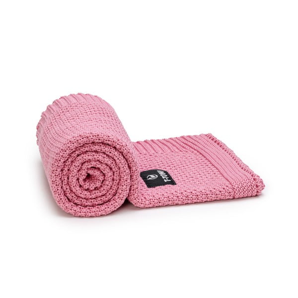 Pătură pentru copii roz din bumbac tricotată 80x100 cm Spring – T-TOMI