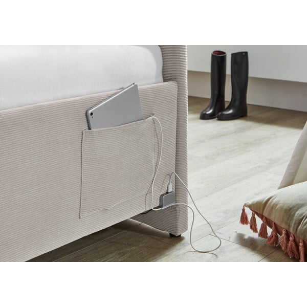 Pat pentru copii  bej pe colț tapițat fără somieră 90x200 cm Cool – Meise Möbel-image-3