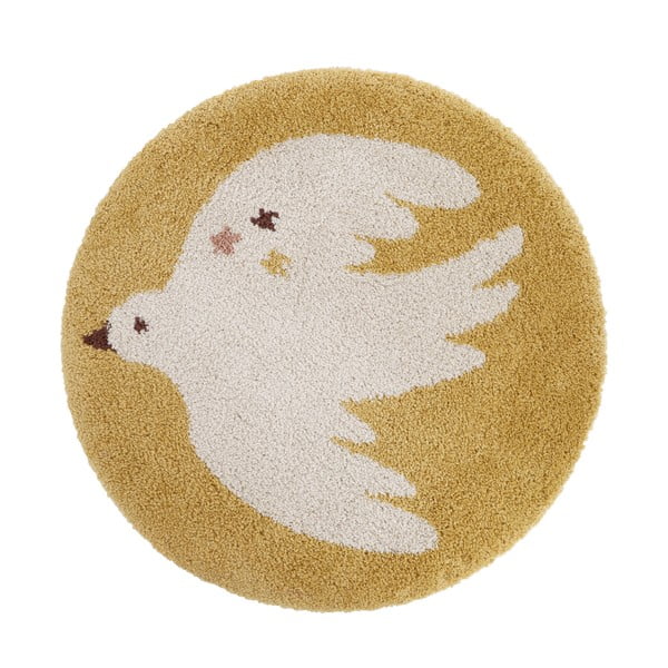 Covor pentru copii galben ocru ø120 cm Bohemian Bird Miel – Nattiot