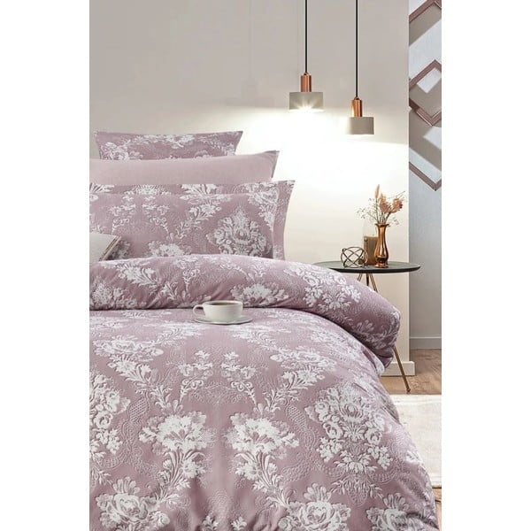 Lenjerie de pat roz din bumbac ranforcé pentru pat dublu/extinsă cu cearceaf inclus/cu 4 piese 200x220 cm – Mila Home-image-1