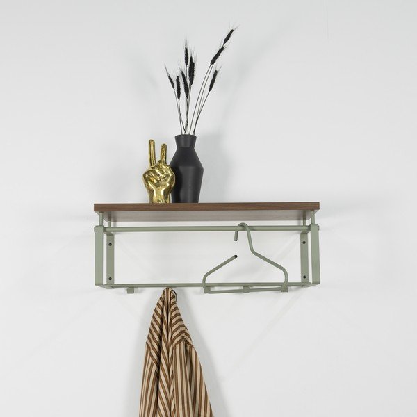 Cuier de perete maro/verde prăfuit cu raft din metal 70 cm Rex – Spinder Design-image-1
