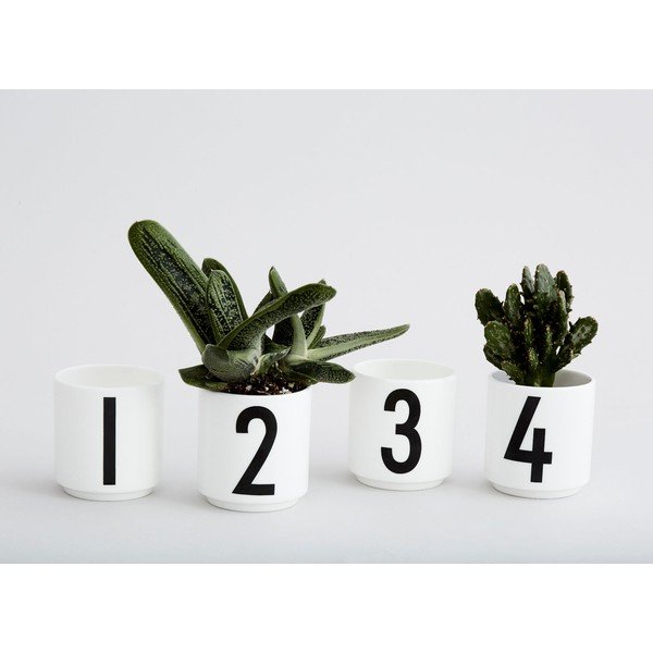 Set 4 cești din imitație de porțelan Design Letters Mini, alb-image-2