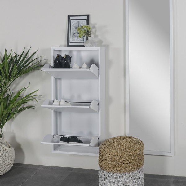 Pantofar alb cu deschidere înclinată din metal 50x103x15 cm Billy – Spinder Design-image-1