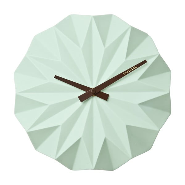 Ceas de perete Present Time Origami, verde mentol