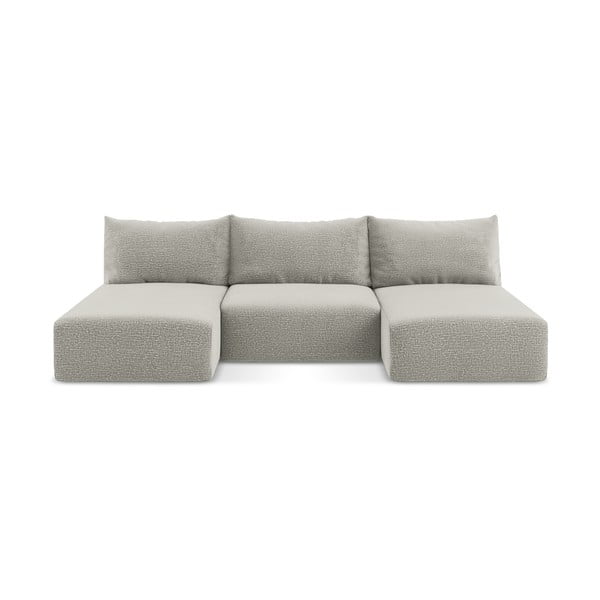 Colțar gri deschis extensibil/cu spațiu de depozitare Kalena – Makamii