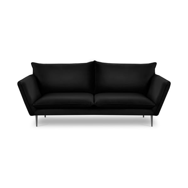 Canapea cu 4 locuri din catifea Mazzini Sofas Acacia, lungime 225 cm, negru