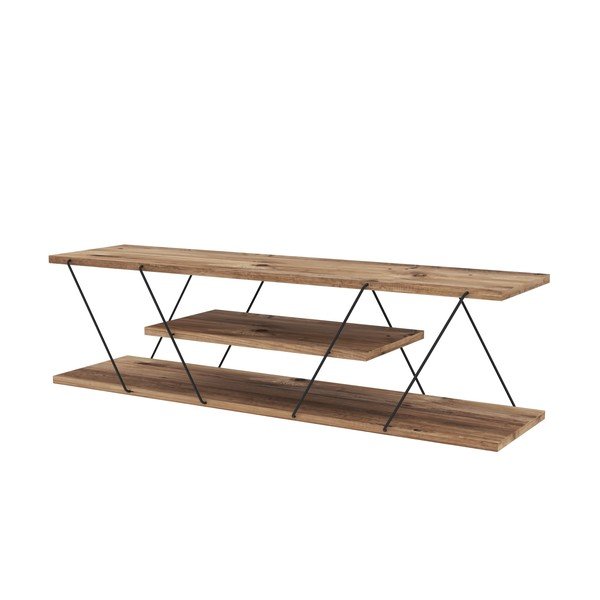 Comodă TV în culoare naturală cu aspect de lemn de nuc 120x33 cm Canaz – Kalune Design-image-2