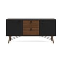 Comodă neagră cu aspect de lemn de nuc 150x72x40 cm Ry – Tvilum