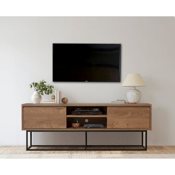 Comodă TV în culoare naturală cu aspect de lemn de nuc 140x50 cm Rodez – Kalune Design-image-1