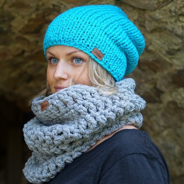 Căciulă tricotată manual DOKE Blue Beanie-image-2