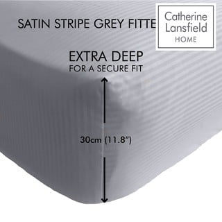 Cearceaf gri cu elastic 90x190 cm Satin Stripe - Catherine Lansfield