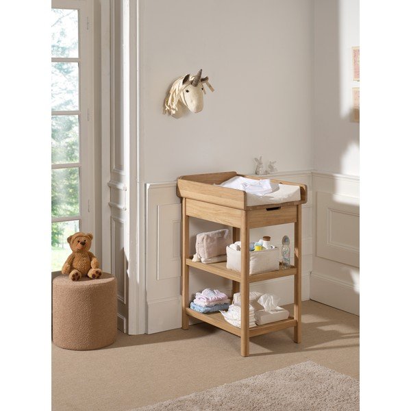 Masă de înfășat în culoare naturală din lemn de stejar cu masă de schimbat Forrest – Vipack-image-1