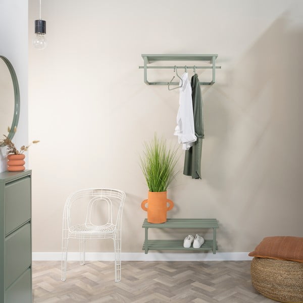 Cuier de perete verde prăfuit cu raft din metal 76 cm Marco – Spinder Design-image-1