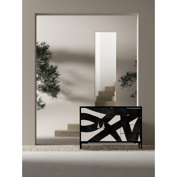 Comodă negru-bej joasă 113x84 cm Wilma – Really Nice Things-image-1