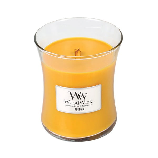Lumânare parfumată WoodWick, cu aromă de toamnă, 275g, 60 ore