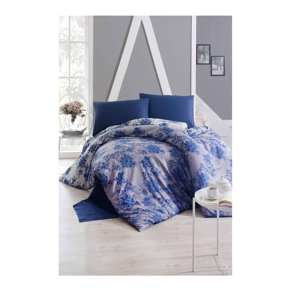 Lenjerie de pat cu cearșaf Monica Blue, 200 x 220 cm