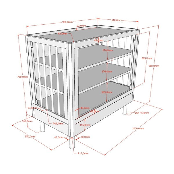 Comodă de copii în culoare naturală din lemn de stejar cu masă de schimbat 100x95x55 cm Forrest – Vipack-image-4