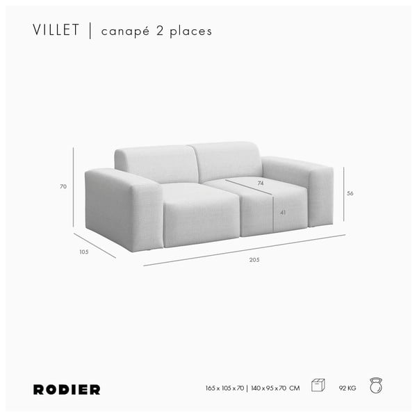 Canapea bej 205 cm Villet – Rodier-image-4