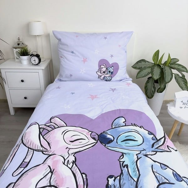 Lenjerie de pat pentru copii din bumbac pentru pat de o persoană 140x200 cm  Lilo and Stitch "Heart" – Jerry Fabrics-image-3