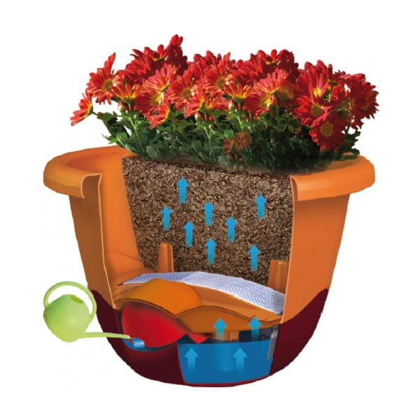 Ghiveci de agățat cu sistem de auto-irigare Plastia Mareta, lungime 30, gri-image-2