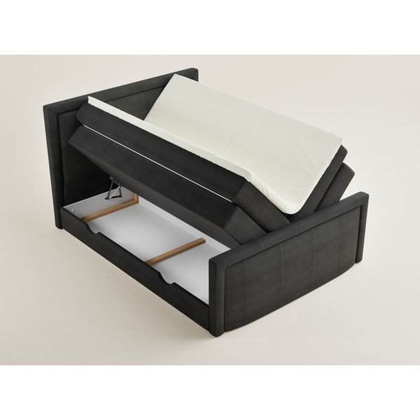 Pat boxspring gri antracit cu spațiu de depozitare 200x200 cm Fresco – Maison de Rêve-image-1
