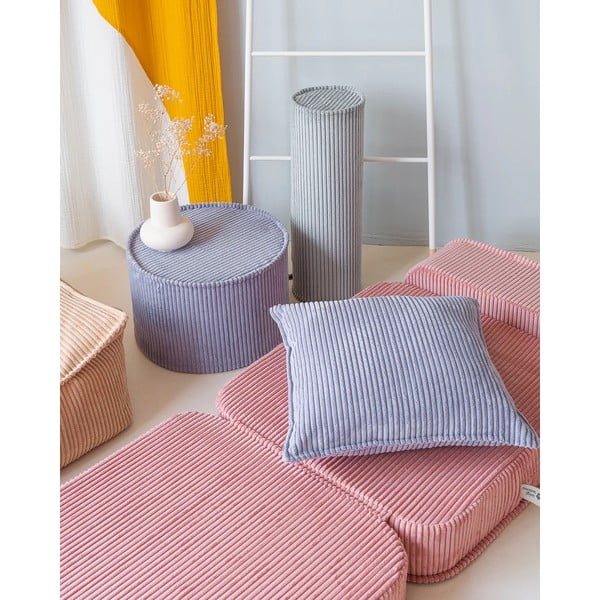 Pernă decorativă pentru copii albastră cu tapițerie din catifea reiată Block – Wigiwama-image-1