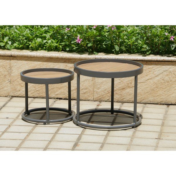 Mese auxiliare de grădină 2 buc. rotunde ø 50 cm Silea – Garden Pleasure-image-1