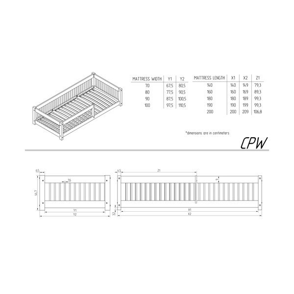 Pat pentru copii  în culoare naturală din lemn de pin 90x160 cm Mila CPW – Adeko-image-3