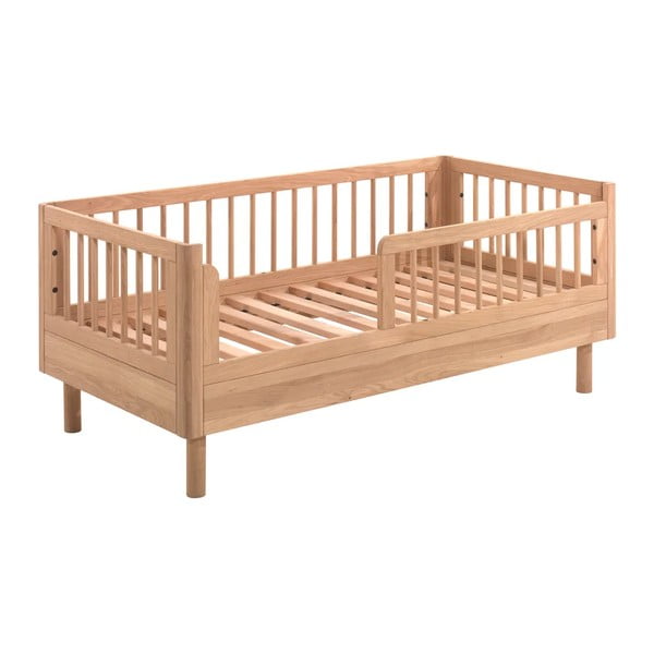 Pătuț în culoare naturală din lemn de stejar 70x140 cm Forrest – Vipack