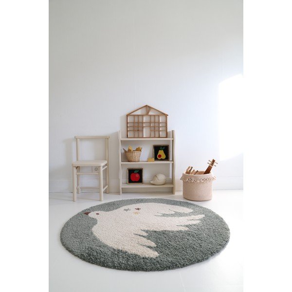 Covor pentru copii verde deschis ø120 cm Bohemian Bird Aqua – Nattiot-image-4