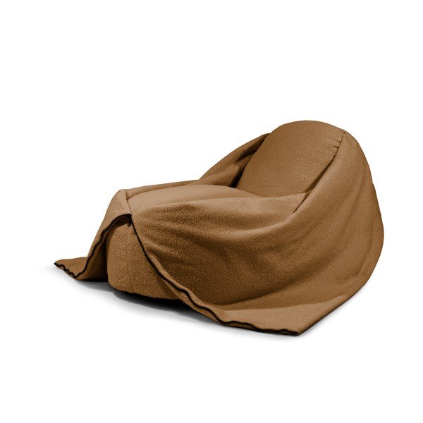 Fotoliu puf pentru copii maro cu tapițerie din țesătură bouclé Cocoon 100 – SLOWDOWN
