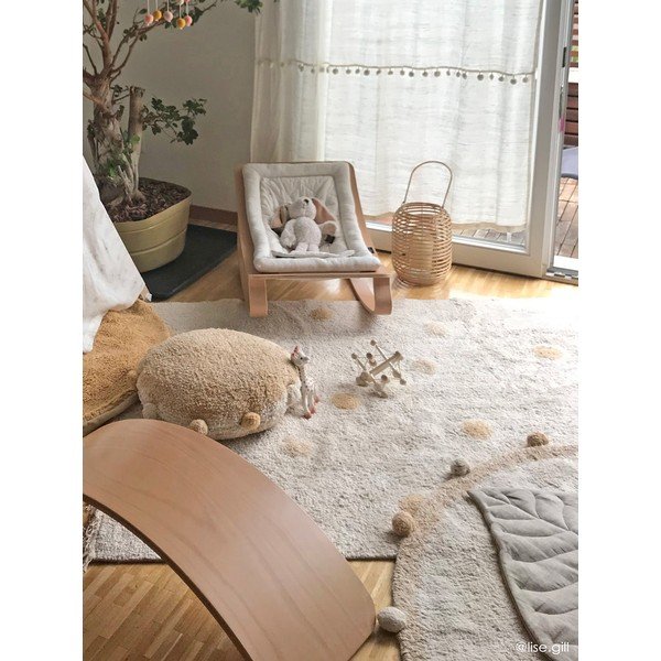 Covor pentru copii bej lavabil/țesut manual din bumbac ø120 cm Bubbly Honey – Lorena Canals-image-4