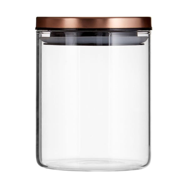 Recipient din sticlă cu capac metalic Premier Housewares, 700 ml, auriu roz
