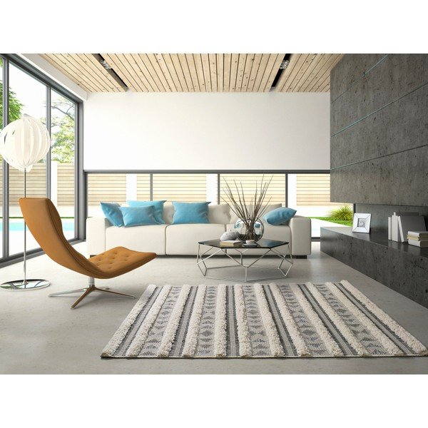 Covor Universal Cheroky Triangles, 115 x 170 cm, alb - gri-image-1