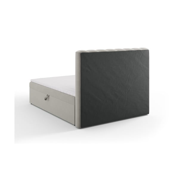 Pat boxspring gri cu spațiu de depozitare 160x200 cm Gina – Milo Casa-image-4