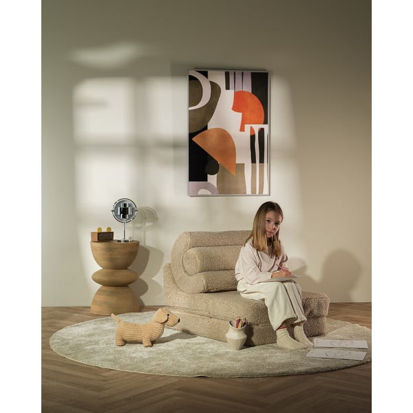 Fotoliu pentru copii maro deschis cu tapițerie din țesătură bouclé Flipster – Wigiwama-image-3