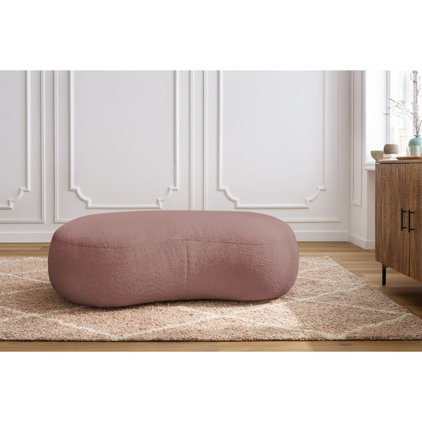 Puf din stofă bouclé roz Saint-Germain – Bobochic Paris-image-1