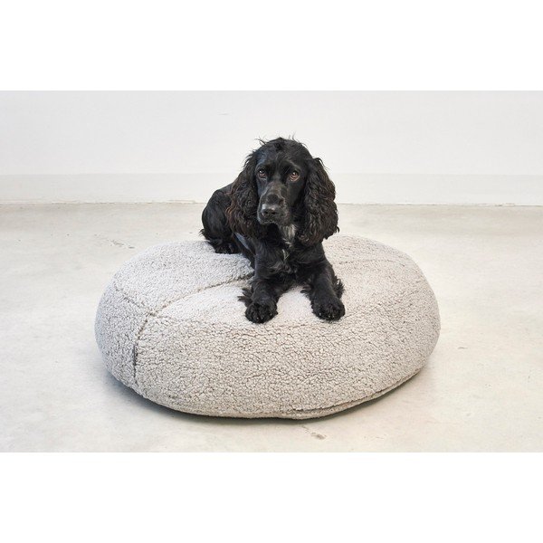 Pat  bej pentru câini din material bouclé ø 70 cm Senso Pouffe Greige S/M – MiaCara-image-3