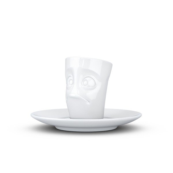 Ceașcă din porțelan cu farfurie pentru espresso, dezamăgit, 58products, alb-image-2